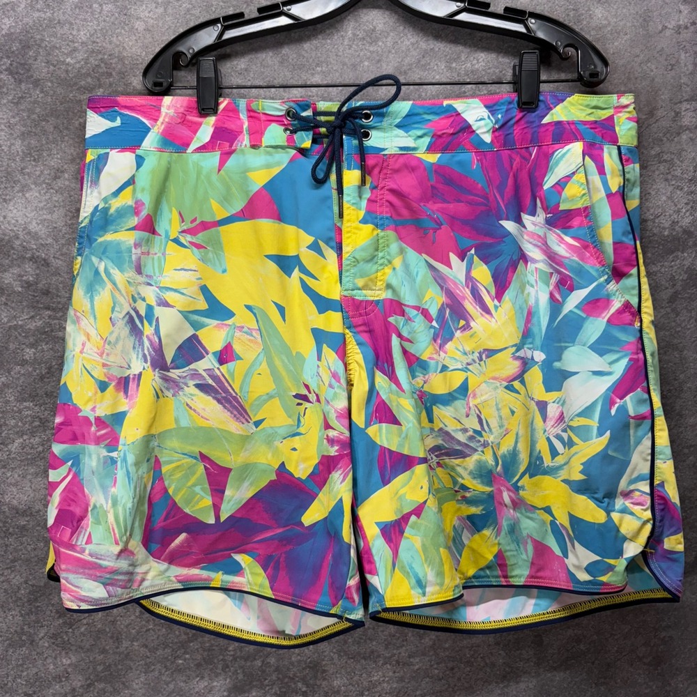 Rhone Men's Point Break Board Swim Shorts Size 38 Tropical Floral Bright Colors